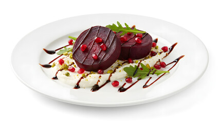 Delicious beet salad with pomegranate and creamy sauce