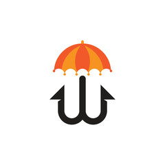 Letter W umbrella logo design inspiration. W and umbrella simple logo design.