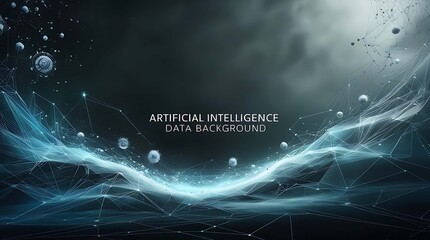 Digital Waveform of Artificial Intelligence and Big Data Infrastructure Cybernetic Neural Network Flow with Glowing Information Particles Advanced High Tech Visualization of Deep Learning 