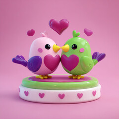 Adorable cartoon birds with hearts a sweet illustration of love and affection