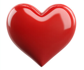 A vibrant red heart shape displayed against a clean white background
