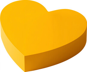 A vibrant yellow heart shape isolated on a plain white background