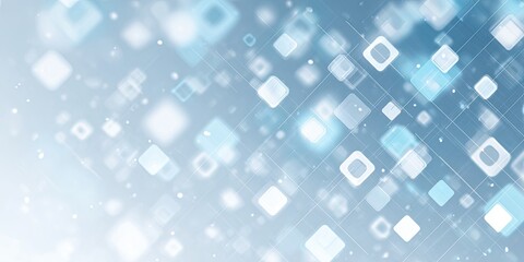 Abstract blue background of glowing squares & lines, with soft light