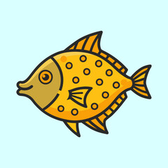 Friendly Golden Fish Swimming in a Calm Blue Ocean Environment Illustration