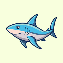 Fototapeta premium Cartoon shark vector illustration with cute expression on a light background