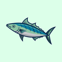 Fototapeta premium Stylized Illustration of a Scombridae Fish with Detailed Fins and Markings