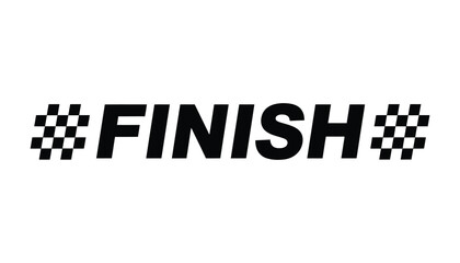 A finish line indicator with the word finish and checkered flags on either side