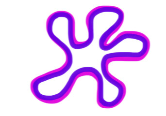 An abstract purple blue sea flower clip art in retro style, decorative design element for transparent PNG use.