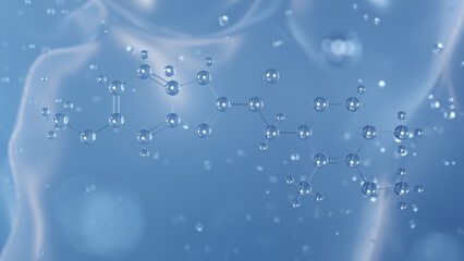 esomeprazole molecular structure, 3d model molecule, proton pump inhibitor structural chemical formula view from a microscope