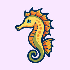 Fototapeta premium Stylized and cartoonish illustration of a seahorse with bright and vibrant colors