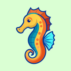 Obraz premium Colorful Illustration of a Seahorse with a Stylized and Cartoonish Design