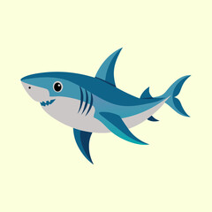 Obraz premium Illustration of a cute cartoon shark with fins and a pointy tail