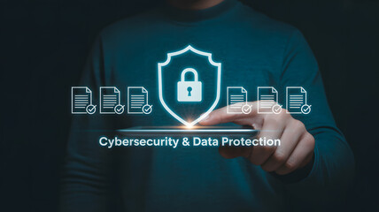 Person protecting data with secure cybersecurity measures