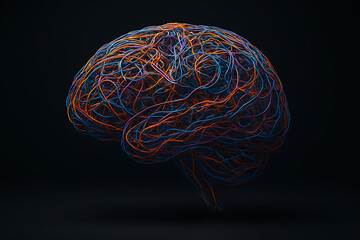Vibrant brain illustration with colorful neural connections and glowing wires