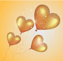 Golden Heart Balloons – Elegant Glowing Heart-Shaped Balloons with Sparkle Background, make this ideal for Valentine's Day, weddings, or luxury anniversary greetings © Design with Zaid