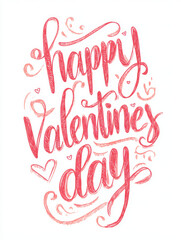 vibrant pink happy valentines day calligraphy with floating hearts on pristine white backdrop perfect for romantic wallpaper or festive social media banner