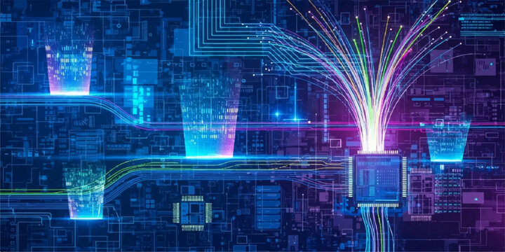 Abstract technology background with binary code patterns creates a futuristic digital cyberspace backdrop for data communication and science software concept illustration