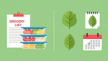 Planning Grocery Shopping with Fresh Produce and Calendar
