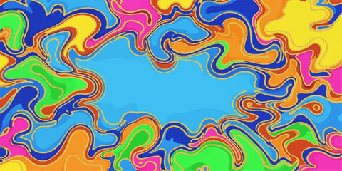 Seamless vector illustration of an abstract colorful background with a retro swirl pattern and vibrant circles for a decorative textile wallpaper design