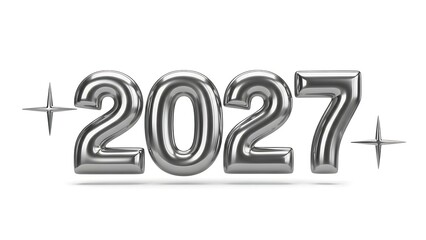 Silver Metallic 2027 Typography with Sparkling Accents
