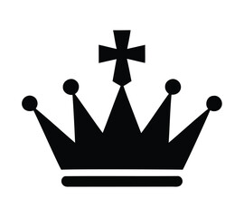Black crown silhouette icon with cross. black crown isolated on white