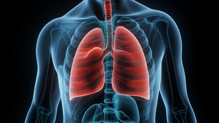 Detailed 3D medical explainer of human body highlighting lungs for medical 3d anatomy stock footage - Powered by Adobe