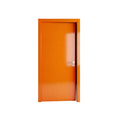 Vibrant Orange Door Isolated on White  Modern Architectural Element