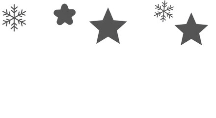 geometric charcoal grey star and stylized snowflakes floating against a transparent background in a sparse 2d vector banner design with abundant copy space. concept for corporate seasonal greeting
