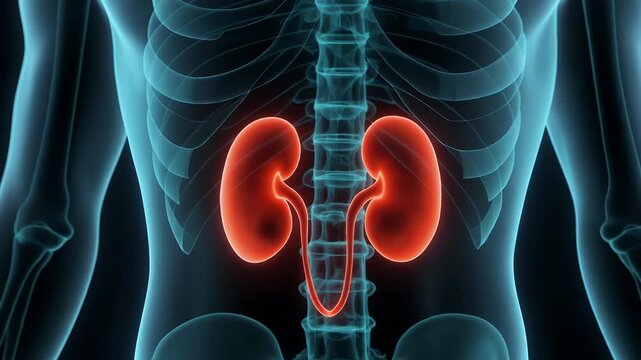 Detailed medical 3d anatomy stock footage of the human kidneys and urinary system, providing a medical explainer 3d human body visuals for educational purposes