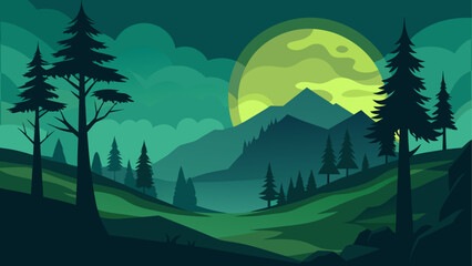 Serene nighttime mountain landscape