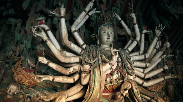 Shuanglin Temple Multi-Armed Deity Sculpture, Shanxi China