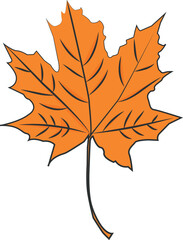 Naklejka premium Orange Autumn Maple Leaf Flat Vector Illustration Isolated on White Background