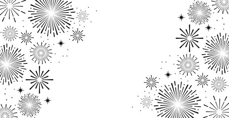 Elegant blue fireworks burst and sparkling stars on clean white background, festive celebration illustration for New Year, holiday party, greeting card, luxury event design, minimalist style vector. © bibin
