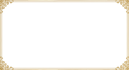 Ornate vintage gold frame borders with floral swirls,Elements of ornate vintage frames. Border gold on white classic swirls, floral motifs. Design print for greeting cards, wedding invitations, restau © MH