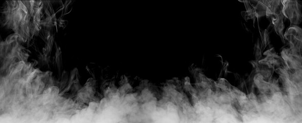 Smoke effect on black background, isolated mist and fog texture set for photo editing, digital art, design overlay. Perfect for compositing, vapor effect, or cinematic atmosphere enhancement.
