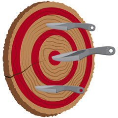 Knife Throwing game board and knifes.