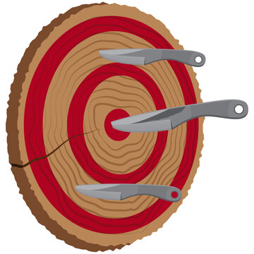 Knife Throwing game board and knifes.