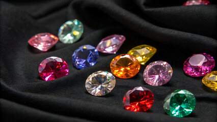Luxury Colorful Diamonds on Black Background