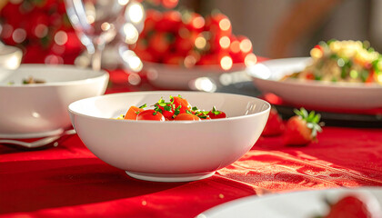Festive Culinary Display: A close-up showcases a bright, flavorful food arrangement, the focal point of a festive gathering.