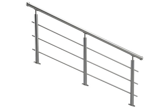 Metal railing with horizontal bars on transparent background for safety and decoration
