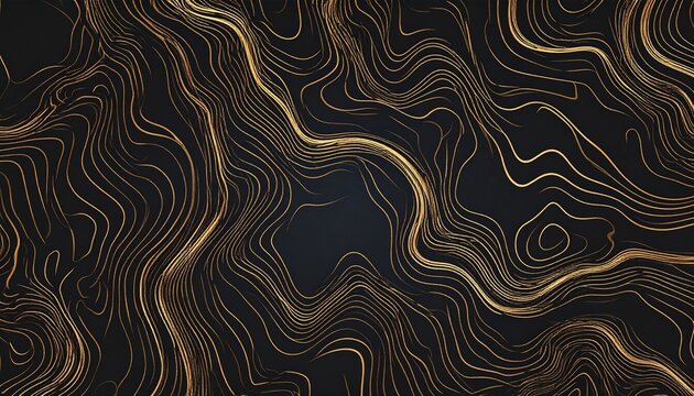 Luxury gold abstract line art background vector. Mountain topographic map background with golden lines texture