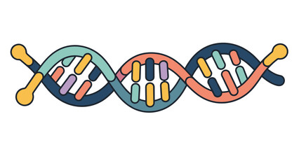 Colorful DNA Strand Illustration Depicting Genetic Code and Molecular Structure.