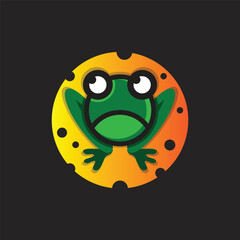 Cute and funny frog logo template. Frog animal abstract logo modern style.