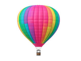 Fototapeta premium Colorful hot air balloon rainbow striped isolated on transparency background vibrant adventure travel transportation leisure vertical outdoor cheerful