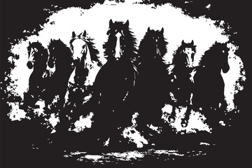 Seven Horses Thundering Grunge Charge