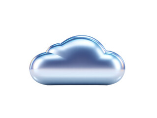 Obraz premium Shiny cloud metallic blue isolated 3D digital icon glossy modern minimal floating abstract technology symbol weather futuristic smooth soft clean simple elegant graphic design internet data