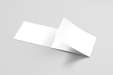 A4 Landscape Tri Fold Brochure Mockup in Perspective View on Neutral Background