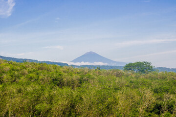 View of Mount Slamet with blue sky