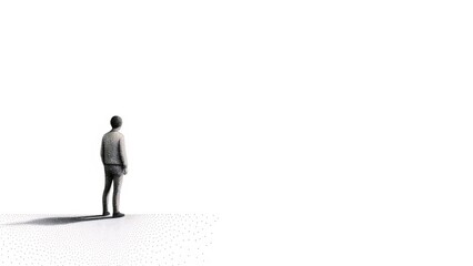 Obraz premium 人物が静かに遠くを見つめる白背景の写真