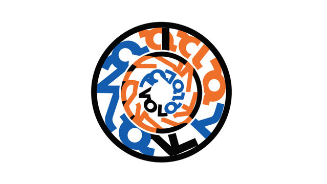 Abstract graphic design featuring layered circles and text elements in vibrant colors, modern logo - Powered by Adobe